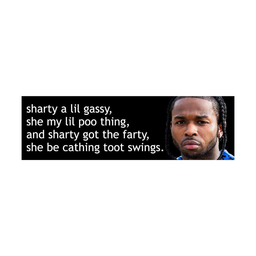 Shawty a lil Gassy, She my lil Poo thing Bumper Sticker | Meme Sticker | Laptop Sticker | 8.5" x 2.5" Premium Weather-proof Vinyl