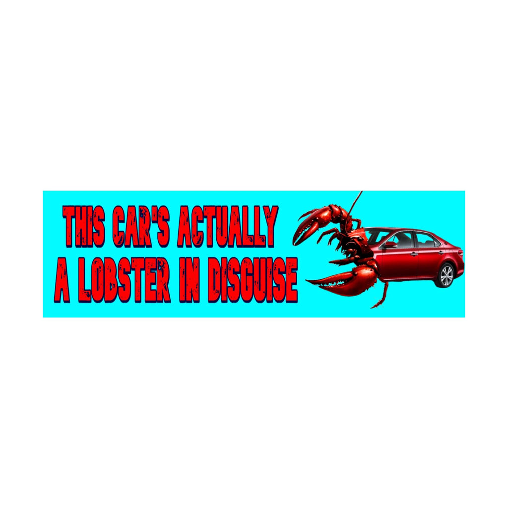 This Car is Actually A Lobster in Disguise Bumper Sticker | Funny Sticker | Meme Sticker | 8.5" x 2.5" Premium Weather-proof Vinyl