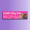 Probably Driving Home to my Cat Bumper Sticker | Funny sticker | Laptop Sticker | 8.5" x 2.5" Premium Weather-proof Vinyl