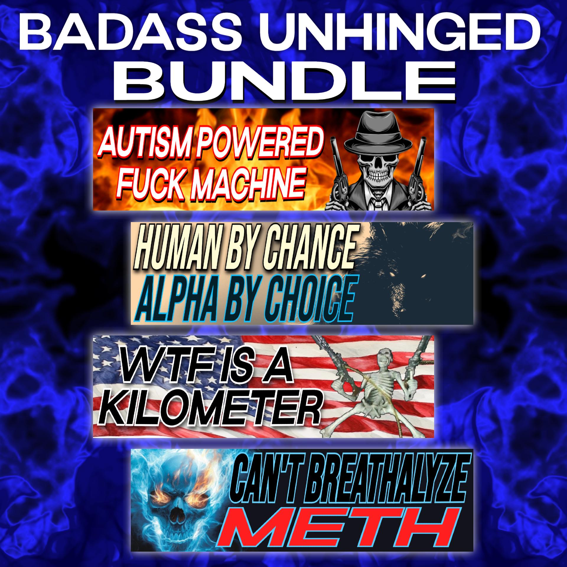 Bad Ass Unhinged Bumper Sticker OR Magnet Bundle | Meme Sticker | Cute Gen Z | Laptop Stickers | 8.5" x 2.5" Premium Weather-proof Vinyl