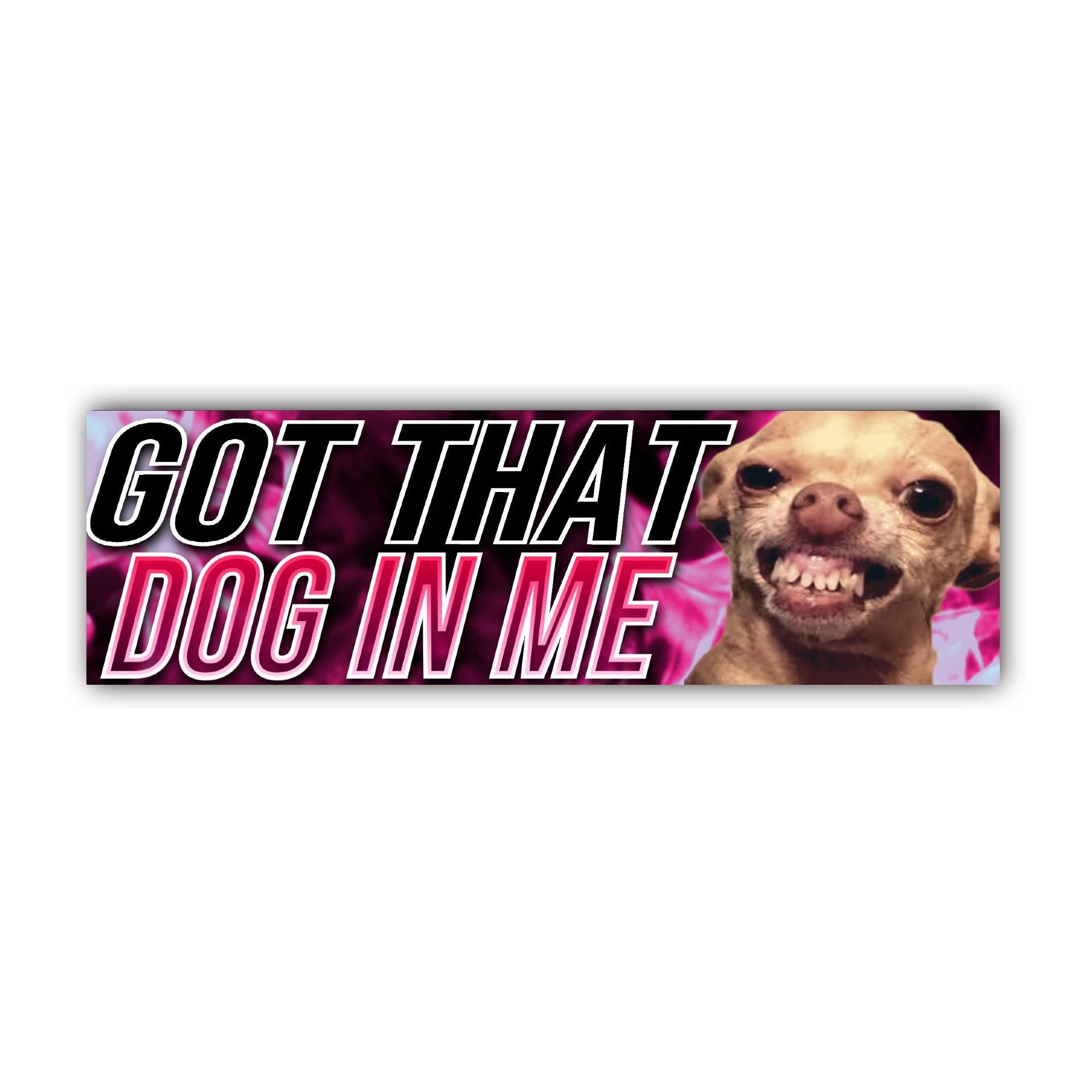 Got That Dog In Me Bumper Sticker OR Magnet | Meme Sticker | Unhinged Gen Z Decal | 8.5" x 2.5" Premium Weather-proof Vinyl