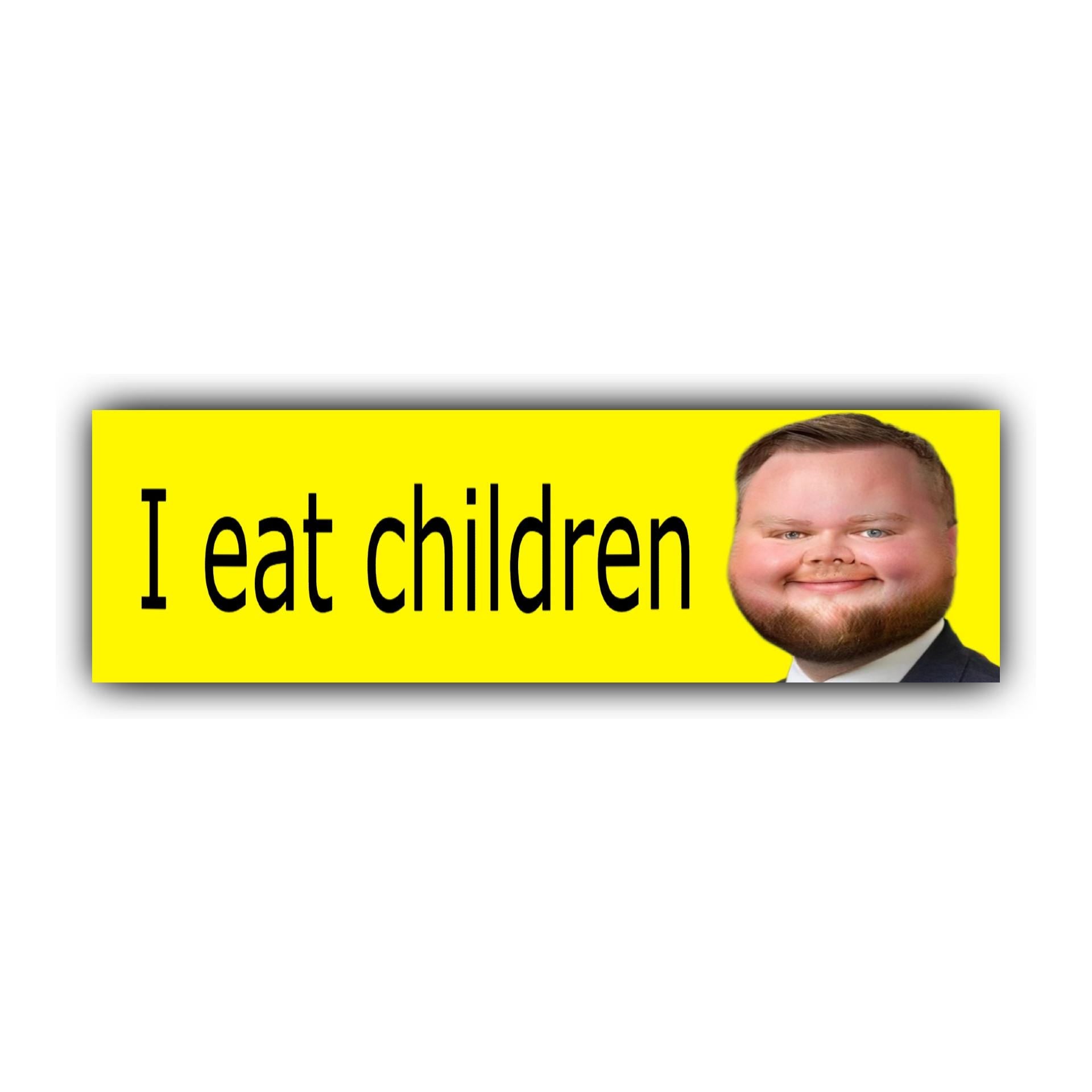 I Eat Children Vance Bumper Sticker OR Magnet | Unhinged Meme Sticker | Gen Z Political Democrat | 8.5" x 2.5" Premium Weather-proof Vinyl