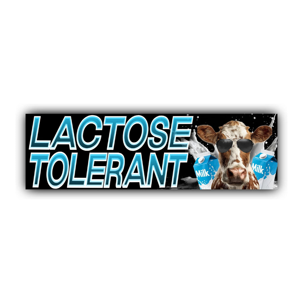 Lactose Tolerant Bumper Sticker OR Magnet | Gen Z Meme Sticker | Bad Ass MilK | Unhinged | 8.5" x 2.5" Premium Weather-proof Vinyl