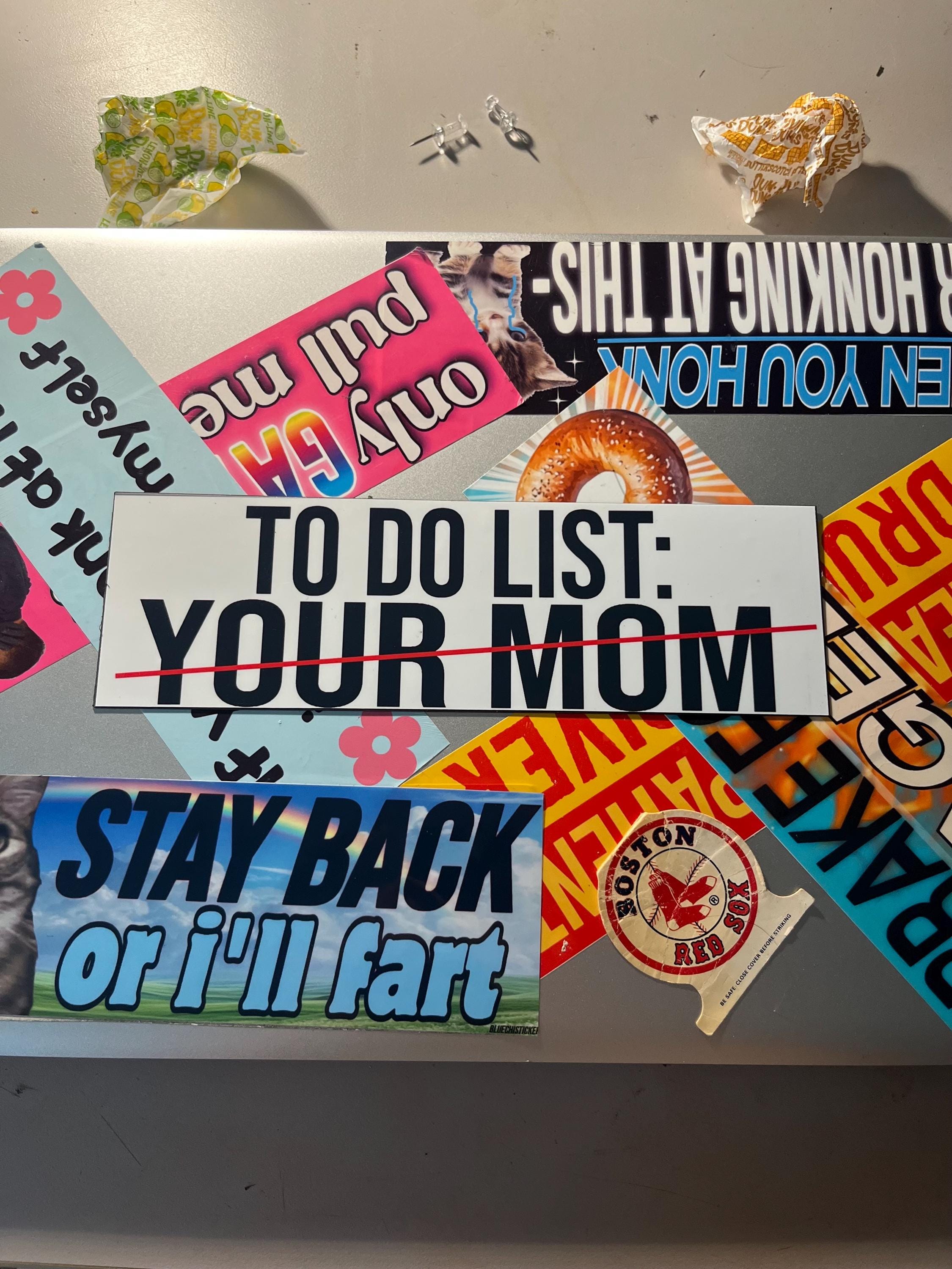 To-do List Your Mom Bumper Sticker OR Magnet | Meme Sticker | Unhinged Gen Z Decal | hilarious | 8.5" x 2.5" Premium Weather-proof Vinyl