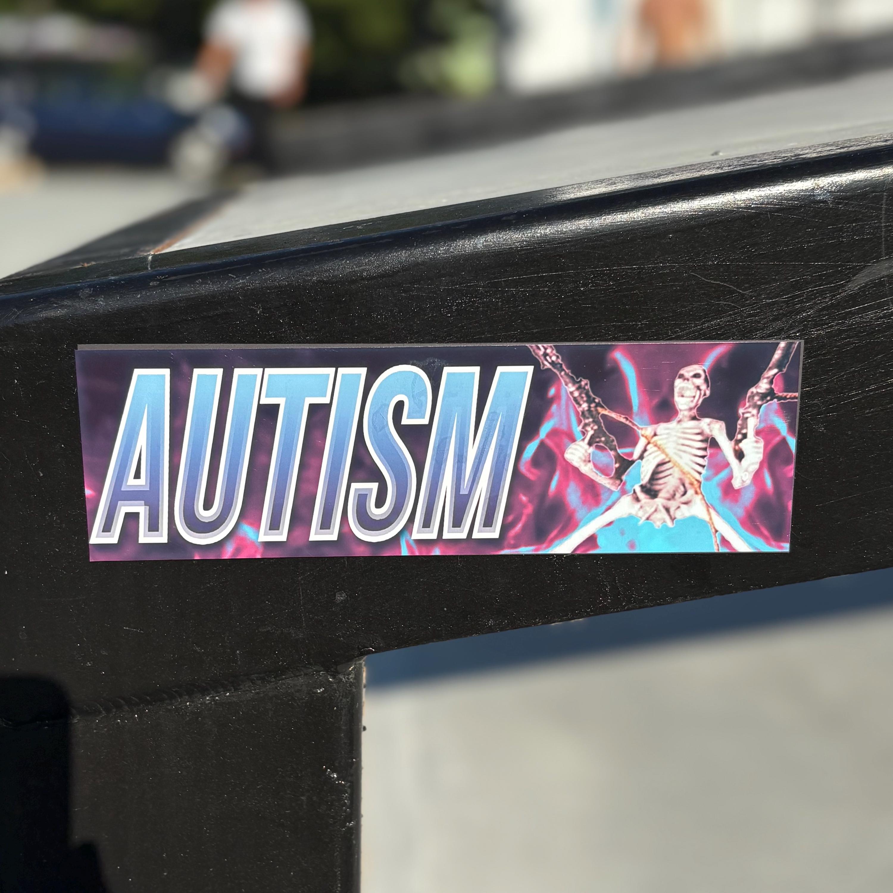 Autism Bad Ass Skeleton Bumper Sticker OR Magnet | Meme Sticker | Unhinged Gen Z Decal | 8.5" x 2.5" Premium Weather-proof Vinyl