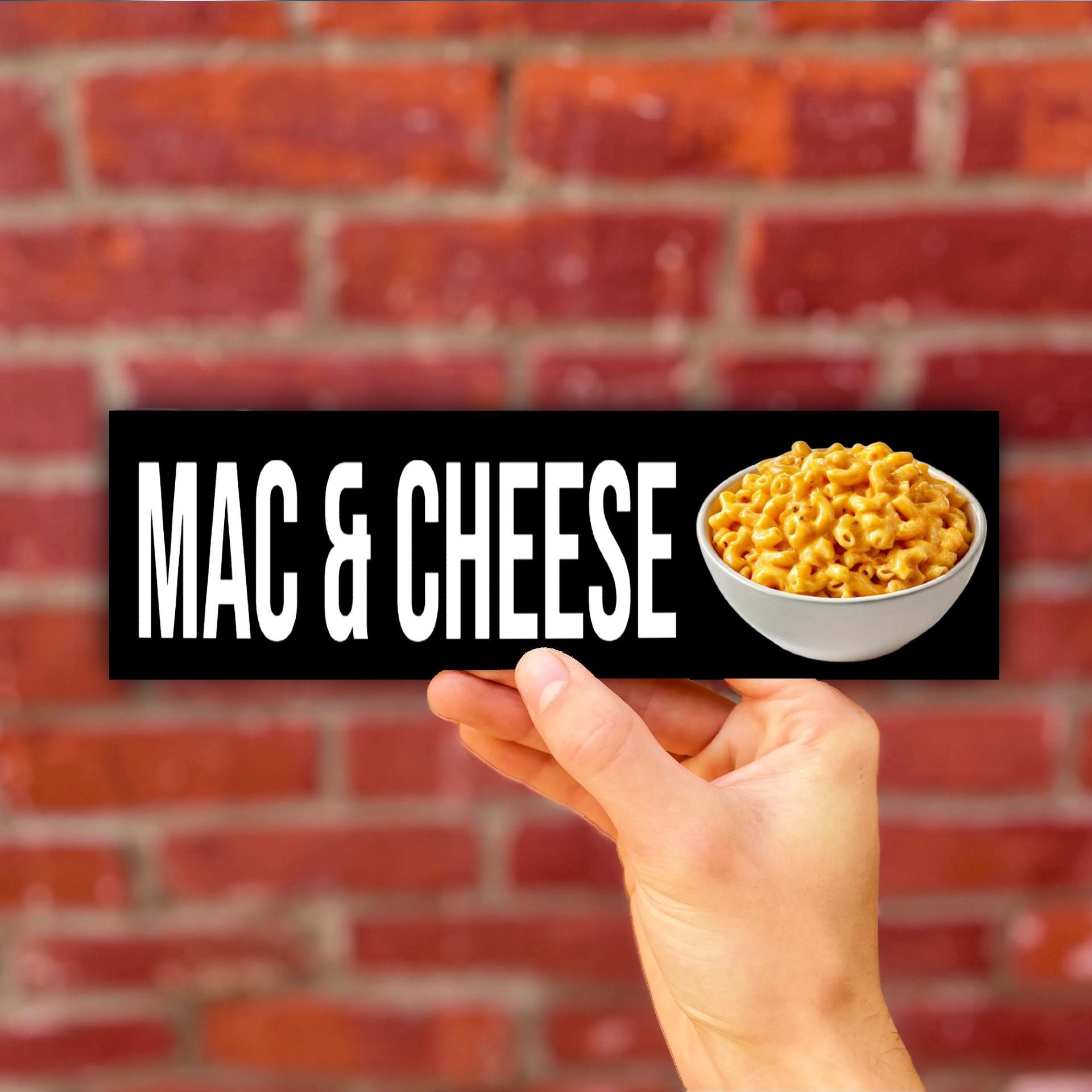 Mac and Cheese Bumper Sticker OR Magnet | Bad Ass Foodie Decal | Car Decoration | 8.5" x 2.5" Premium Weather-proof Vinyl