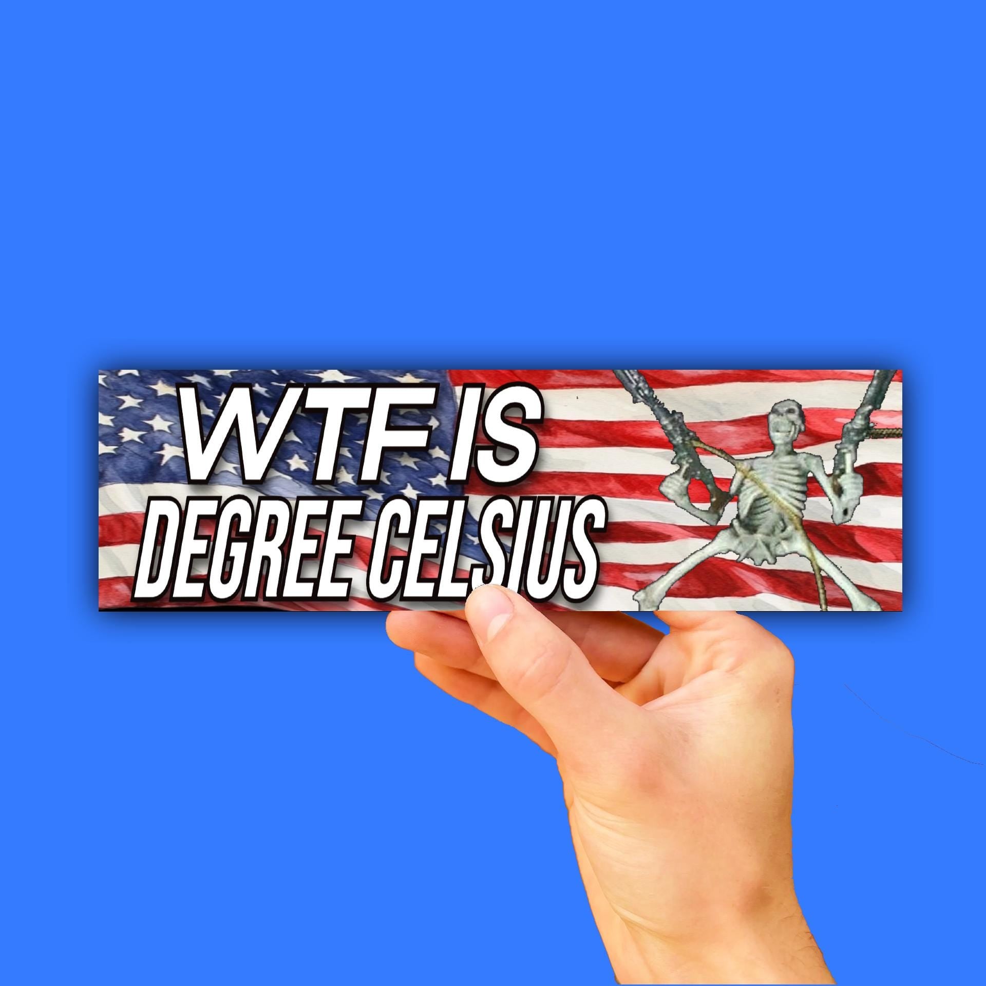 Wtf Is Degree Celsius Bumper Sticker OR Magnet | Unhinged Meme Sticker | Badass American Decal | 8.5" x 2.5" Premium Weather-proof Vinyl