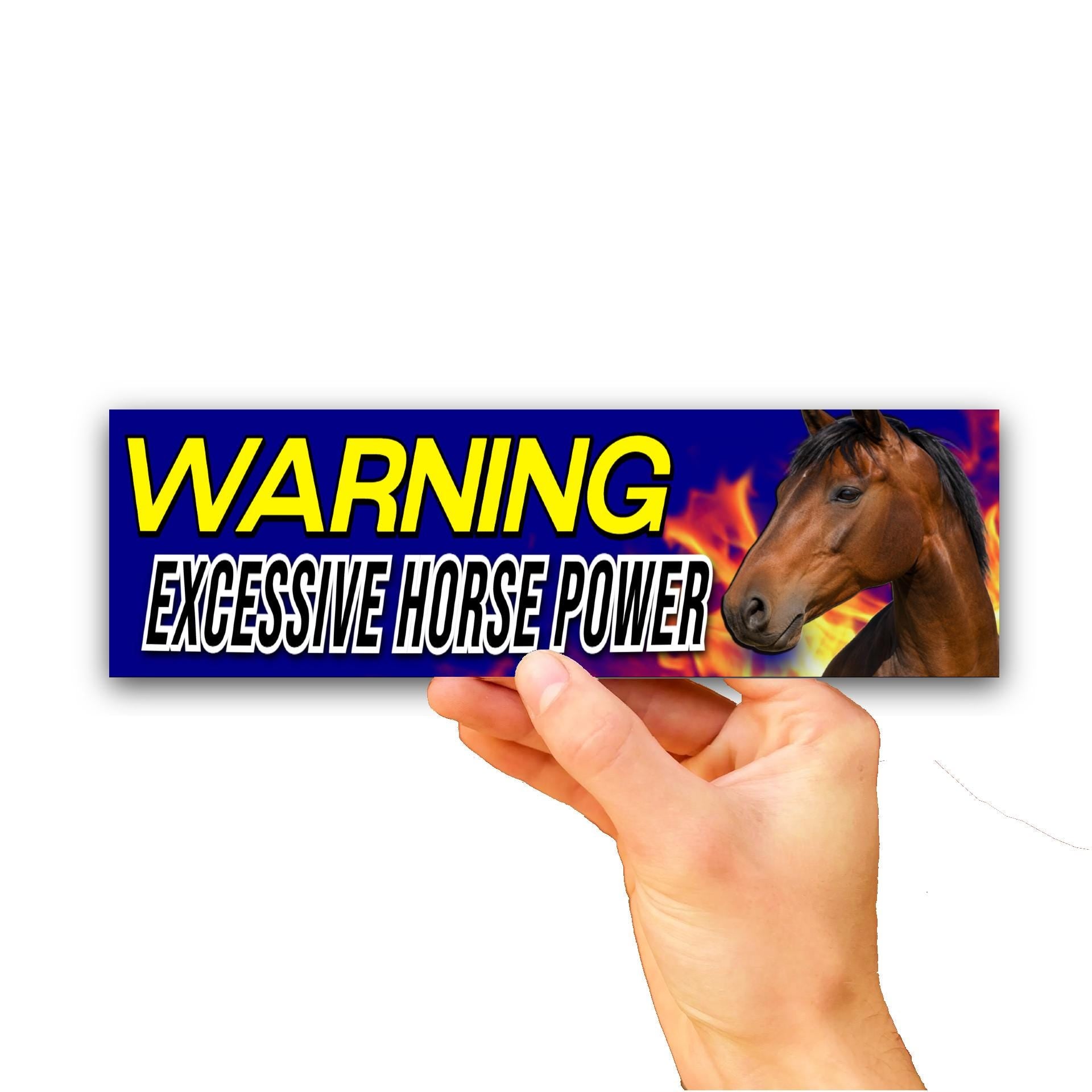 Warning: Excessive Horsepower Bumper Sticker OR Magnet | High-Quality Vinyl Car Decal Gift