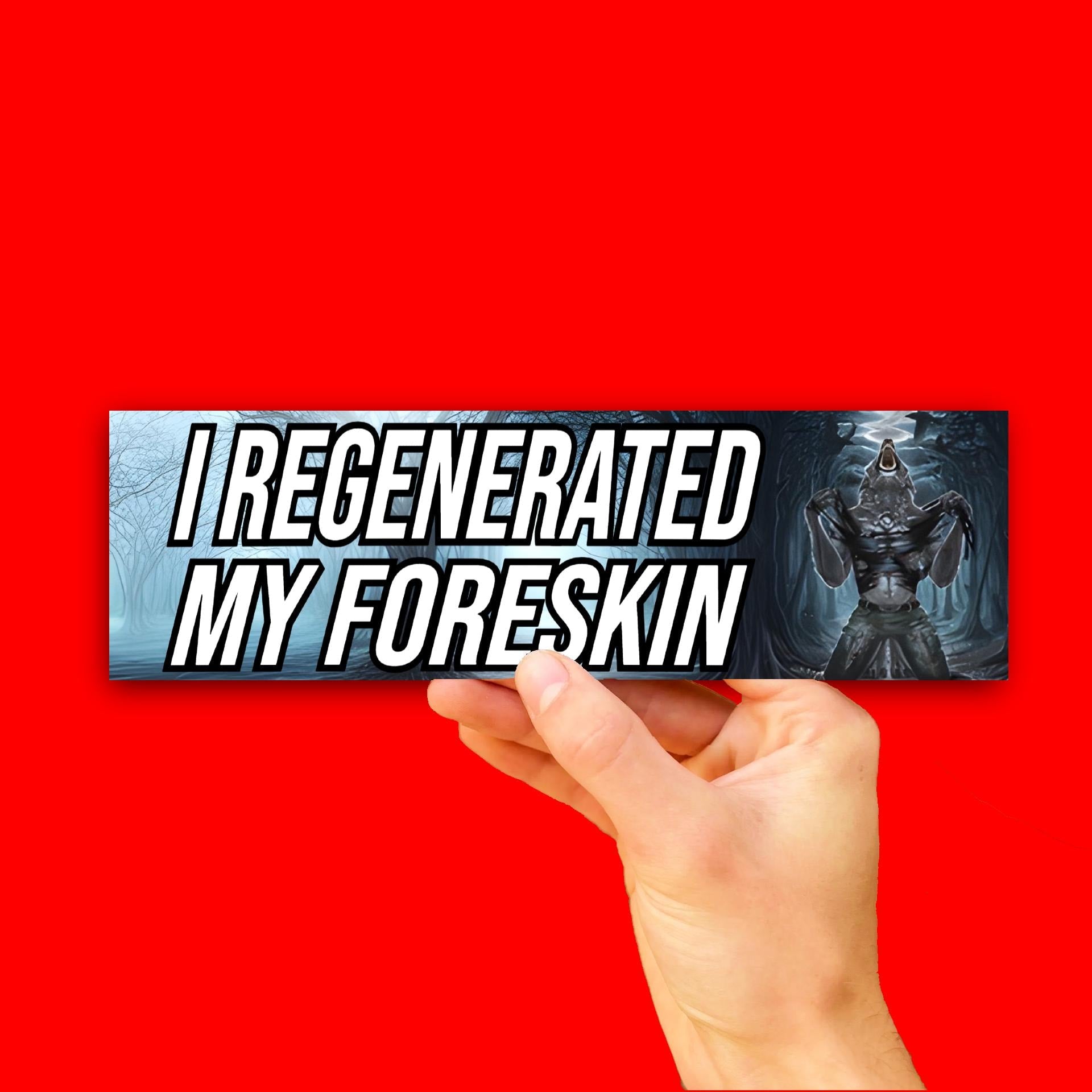 I Regenerated My Foreskin Bumper Sticker OR Magnet | Funny Car Decal | 8.5" x 2.5" Premium Weather-proof Vinyl